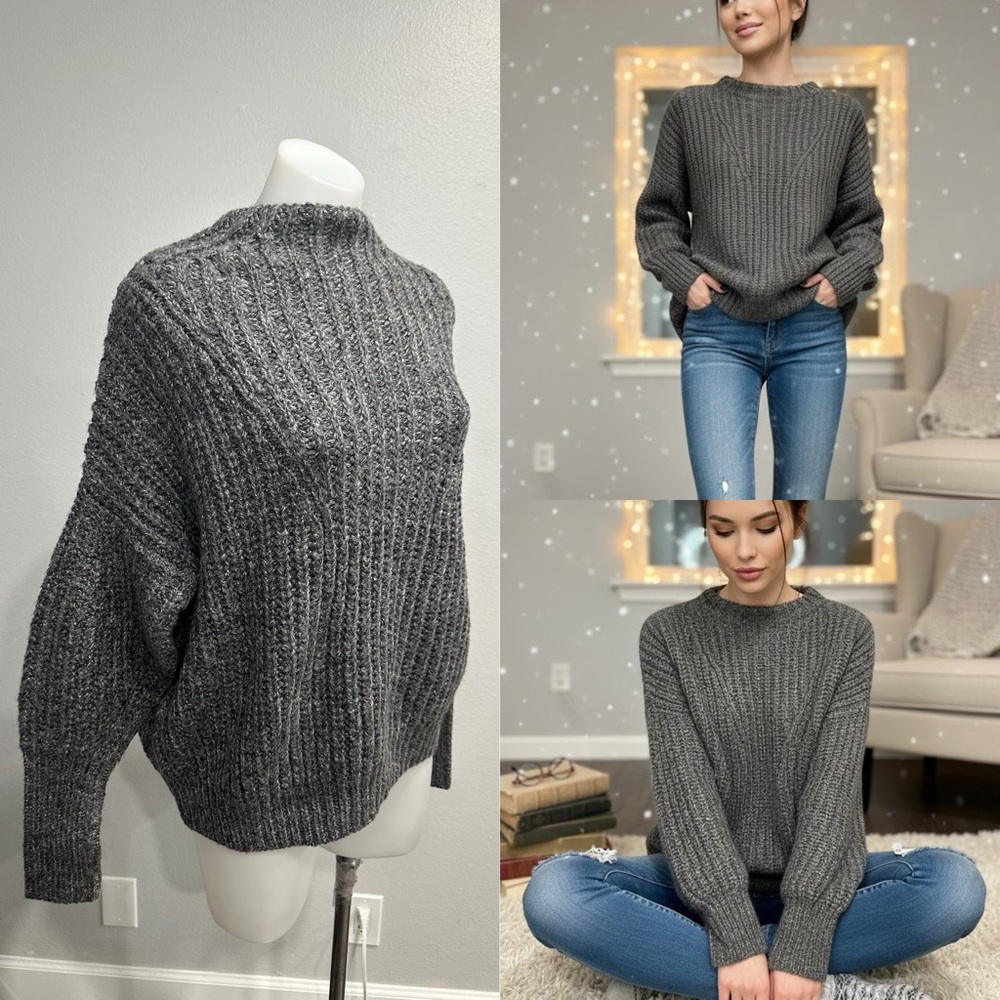 Nasty Gal Charcoal Cowl neck Sweater